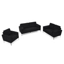 3 Piece Living Room Sofa Set, including 3-Seater Sofa, Loveseat and Sofa Chair, with Two Small Pillows, Corduroy Black