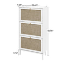 Modern Rattan 3 Door Shoe Rack Cabinet For Entryway