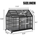 52" Heavy Duty Dog Crate Large Dog cage Strong Metal Dog Kennels and Crates for Large Dogs with 4 Lockable Wheels