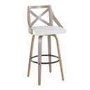 Charlotte - Farmhouse Fixed Height Barstool With Swivel & Round Footrest (Set of 2) - Light Gray / Cream by HouseOfZazla