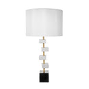 D15x30' Table Lamp with White Marble and Brass Frame