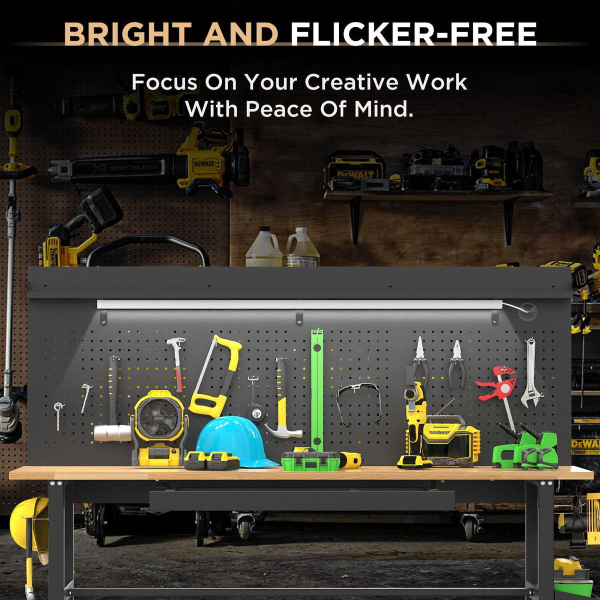 Adjustable Height Workbench, Includes Drawers, Power Outlet, LED Light, Wheels Or Leveling Feet - Black, photo 7 of 9
