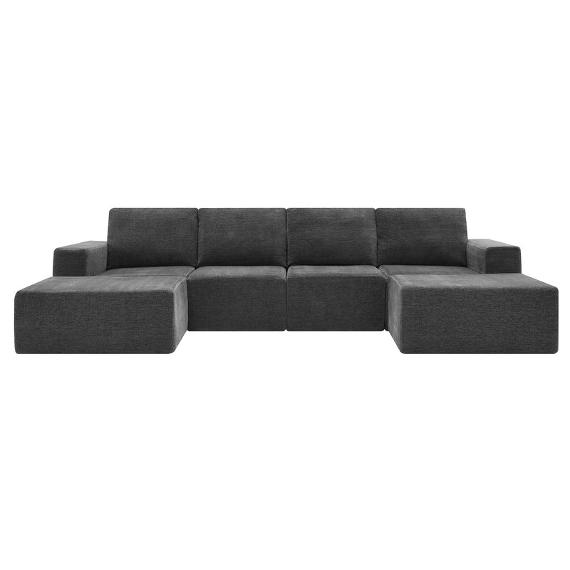 Walker Edison | Chenille Modular U-Shaped Sectional Sofa