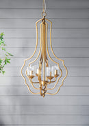 4 Light Metal Chandelier, Hanging Light Fixture With Adjustable Chain For Kitchen, Bulb Not Included - Gold by HouseOfZazla