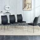 6 black dining chairs. Modern chairs from the Middle Ages. Made of PU material cushion and silver metal legs. Suitable for restaurants and living rooms