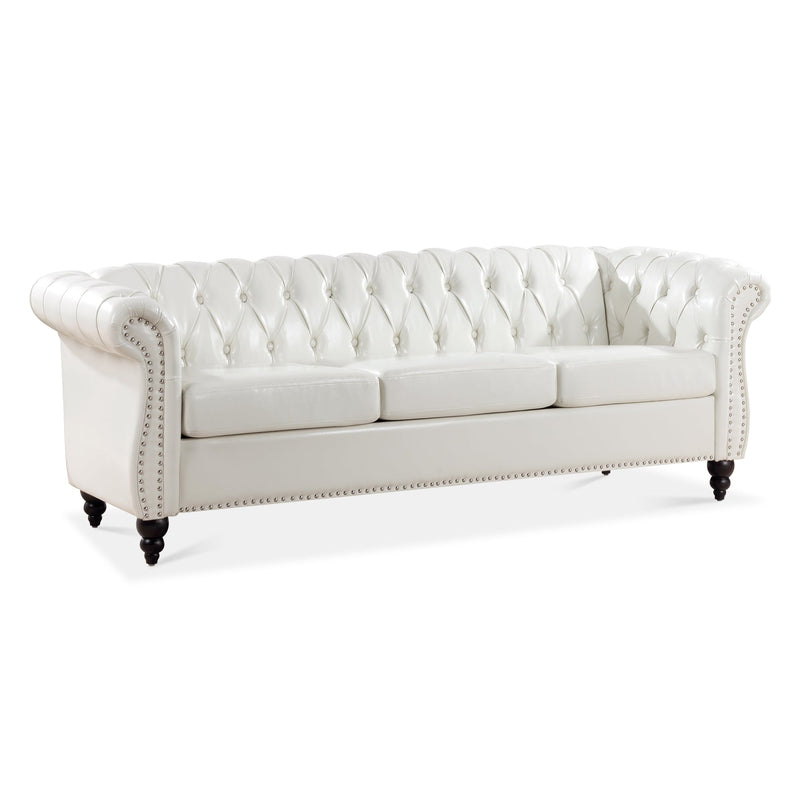 84.65" Rolled Arm Chesterfield 3 Seater Sofa