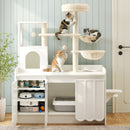 50.6" Cat Tree with Litter Box Enclosure, Sisal Scratching Post & Storage by HouseOfZazla