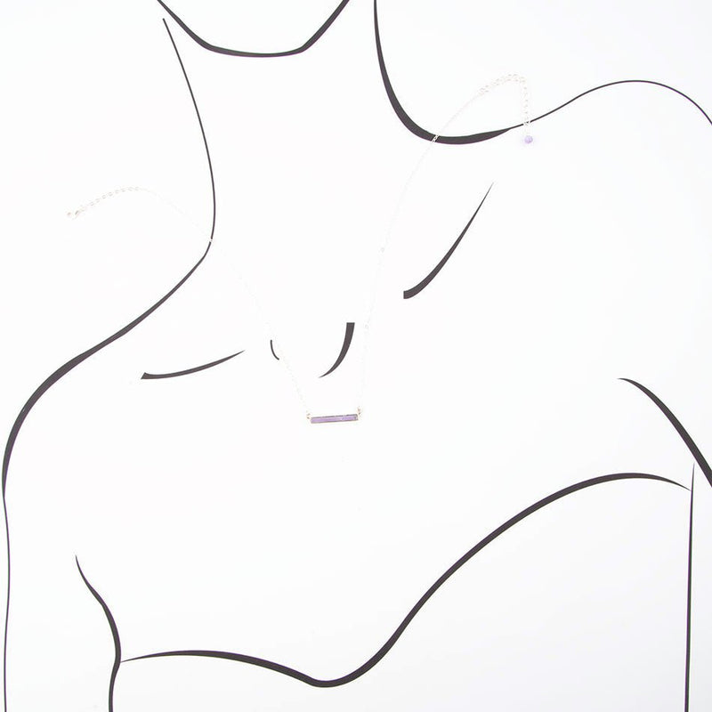 Dainty Amethyst Bar Necklace