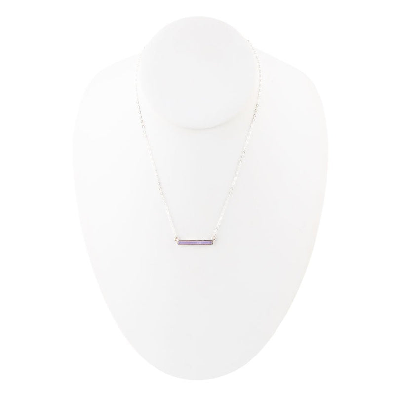 Dainty Amethyst Bar Necklace