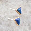 Dainty Blue Lapis Golden Triangle Stud