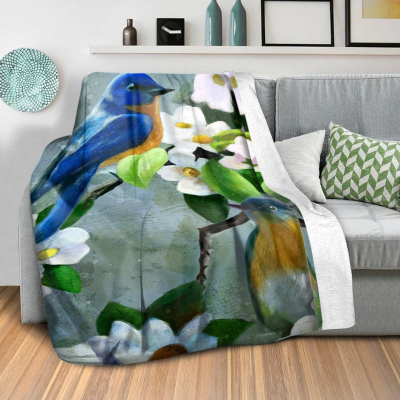 Daisy Blue Birds Blanket