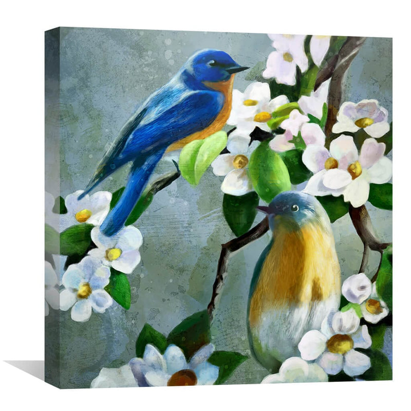 Daisy Blue Birds Canvas