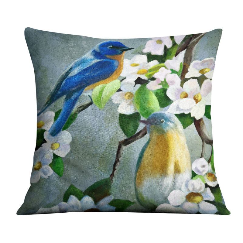 Daisy Blue Birds Cushion