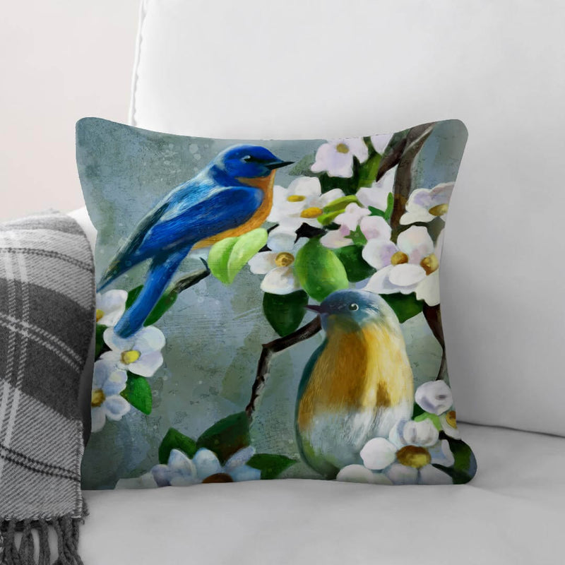 Daisy Blue Birds Cushion