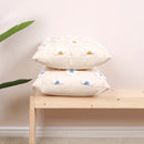 Daisy flora embroidered blue & white cushion cover living room decor by Decorbites