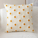 Daisy flora embroidered blue & white cushion cover living room decor by Decorbites