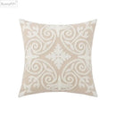 Daisy floral embroidered beige pillow cover bedroom decor by Decorbites