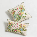 Daisy floral embroidery beige pillow cover bedroom decor by Decorbites