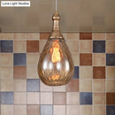 GobekUsa Daisy - Industrial Black/Brass Teardrop Ceiling Light Industrial Clear/Amber/Grey Water Glass 1-Light Bedroom Pendant Lighting Fixture