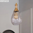 GobekUsa Daisy - Industrial Black/Brass Teardrop Ceiling Light Industrial Clear/Amber/Grey Water Glass 1-Light Bedroom Pendant Lighting Fixture