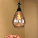 GobekUsa Daisy - Industrial Black/Brass Teardrop Ceiling Light Industrial Clear/Amber/Grey Water Glass 1-Light Bedroom Pendant Lighting Fixture