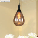 GobekUsa Daisy - Industrial Black/Brass Teardrop Ceiling Light Industrial Clear/Amber/Grey Water Glass 1-Light Bedroom Pendant Lighting Fixture
