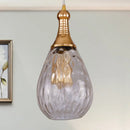 GobekUsa Daisy - Industrial Black/Brass Teardrop Ceiling Light Industrial Clear/Amber/Grey Water Glass 1-Light Bedroom Pendant Lighting Fixture