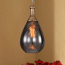 GobekUsa Daisy - Industrial Black/Brass Teardrop Ceiling Light Industrial Clear/Amber/Grey Water Glass 1-Light Bedroom Pendant Lighting Fixture