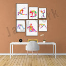 Dance king yoga print set of 6 rainbow watercolor posters bedroom art by Decorbites
