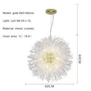 GobekUsa Dandelion Gold/Chrome Chandelier with Crystals, G9 Pendant Lights for Elegant Lighting