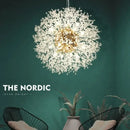 GobekUsa Dandelion Gold/Chrome Chandelier with Crystals, G9 Pendant Lights for Elegant Lighting