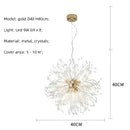 GobekUsa Dandelion Gold/Chrome Chandelier with Crystals, G9 Pendant Lights for Elegant Lighting