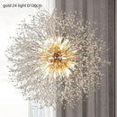 GobekUsa Dandelion Gold/Chrome Chandelier with Crystals, G9 Pendant Lights for Elegant Lighting