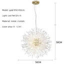 GobekUsa Dandelion Gold/Chrome Chandelier with Crystals, G9 Pendant Lights for Elegant Lighting