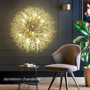 GobekUsa Dandelion Gold/Chrome Chandelier with Crystals, G9 Pendant Lights for Elegant Lighting