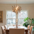 Dandelion gold & silver chrome leaf led chandelier dining room light by Decorbites