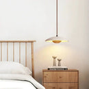 GobekUsa Cream Stone Wood Chandelier: Danish Style Bedroom Pendant Lamp for Natural Atmosphere