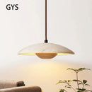GobekUsa Cream Stone Wood Chandelier: Danish Style Bedroom Pendant Lamp for Natural Atmosphere