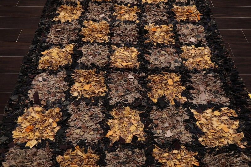 4x6 Black Vintage 70s Handmade in USA Cotton Hippie Funky Shag Area Rug