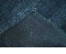 Dark Blue Hand-Knotted Solid Area Rug 2x3 - Silk Bamboo Blend