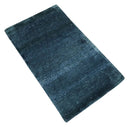 Dark Blue Hand-Knotted Solid Area Rug 2x3 - Silk Bamboo Blend