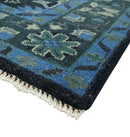 Dark Blue and Beige 5.6x8.6 Hand Knotted Traditional Oushak wool area rug by The Rug Decor