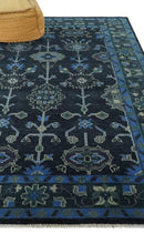 Dark Blue and Beige 5.6x8.6 Hand Knotted Traditional Oushak wool area rug by The Rug Decor