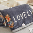 GobekUsa Cartoon Print Flannel Sofa Cover – Lightweight Plush Blanket for Adults