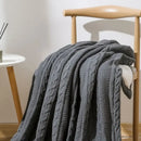 GobekUsa Cozy Double Layer Dark Gray Fishbone Knit Blanket - Versatile Autumn Winter Sofa Cover