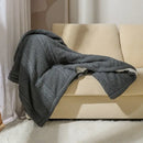 GobekUsa Cozy Double Layer Dark Gray Fishbone Knit Blanket - Versatile Autumn Winter Sofa Cover