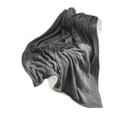 GobekUsa Cozy Double Layer Dark Gray Fishbone Knit Blanket - Versatile Autumn Winter Sofa Cover