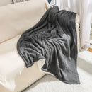 GobekUsa Cozy Double Layer Dark Gray Fishbone Knit Blanket - Versatile Autumn Winter Sofa Cover