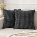Dark gray ribbed corduroy pillow cover living room cushion case by Decorbites