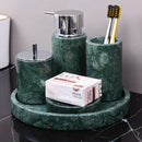 GobekUsa Dark Green Marble Bathroom Set - Nordic Light Luxury Tray Toothbrush Holder Soap Dispenser Kit